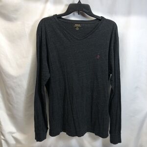 Polo Ralph Lauren Mens L Gray Long Sleeve Shirt Crew Neck RN 41381 100% Cotton